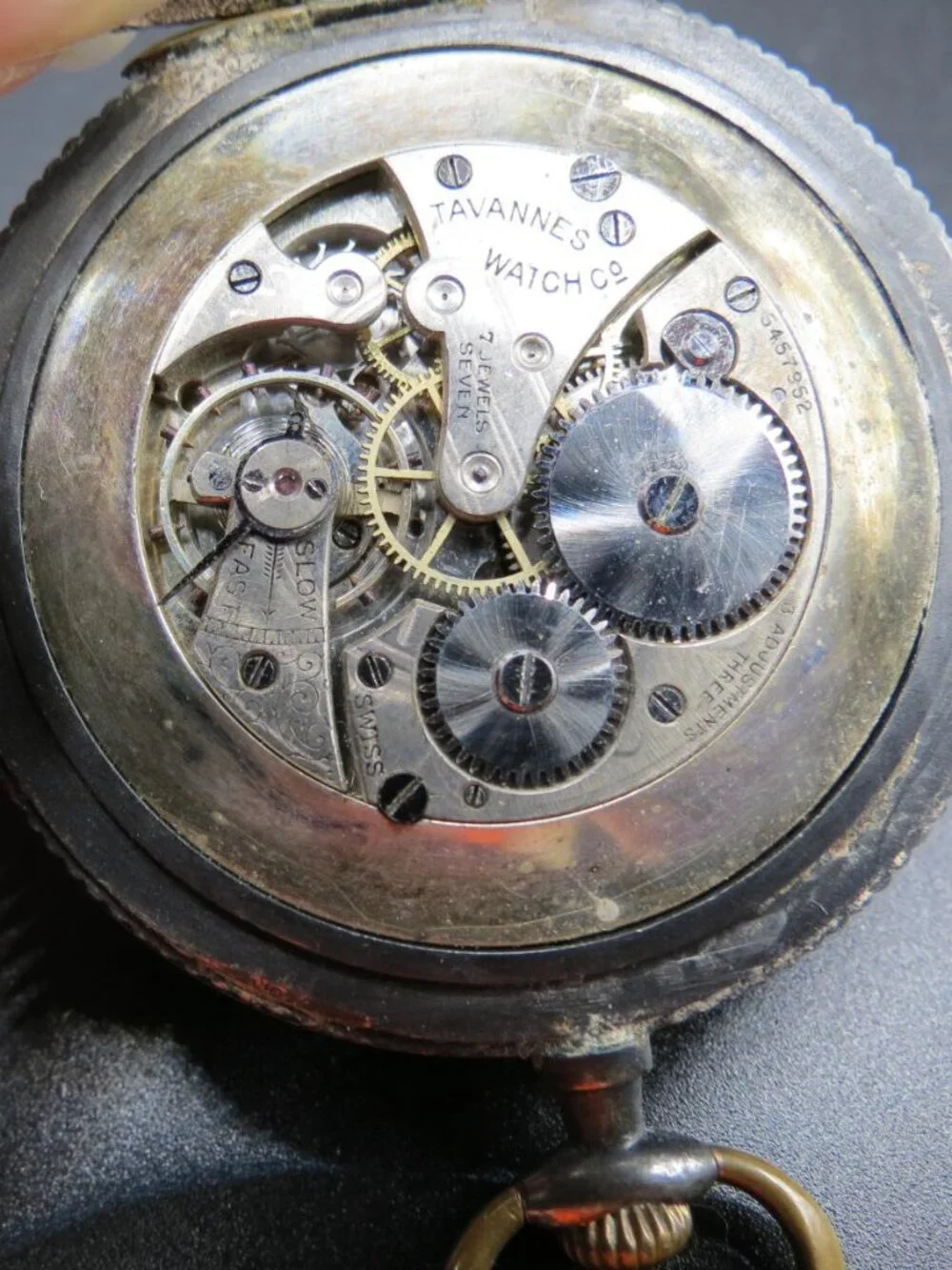 Antique Tavannes Pocket Watch 1910-1930 Sunburst Face Non-Working